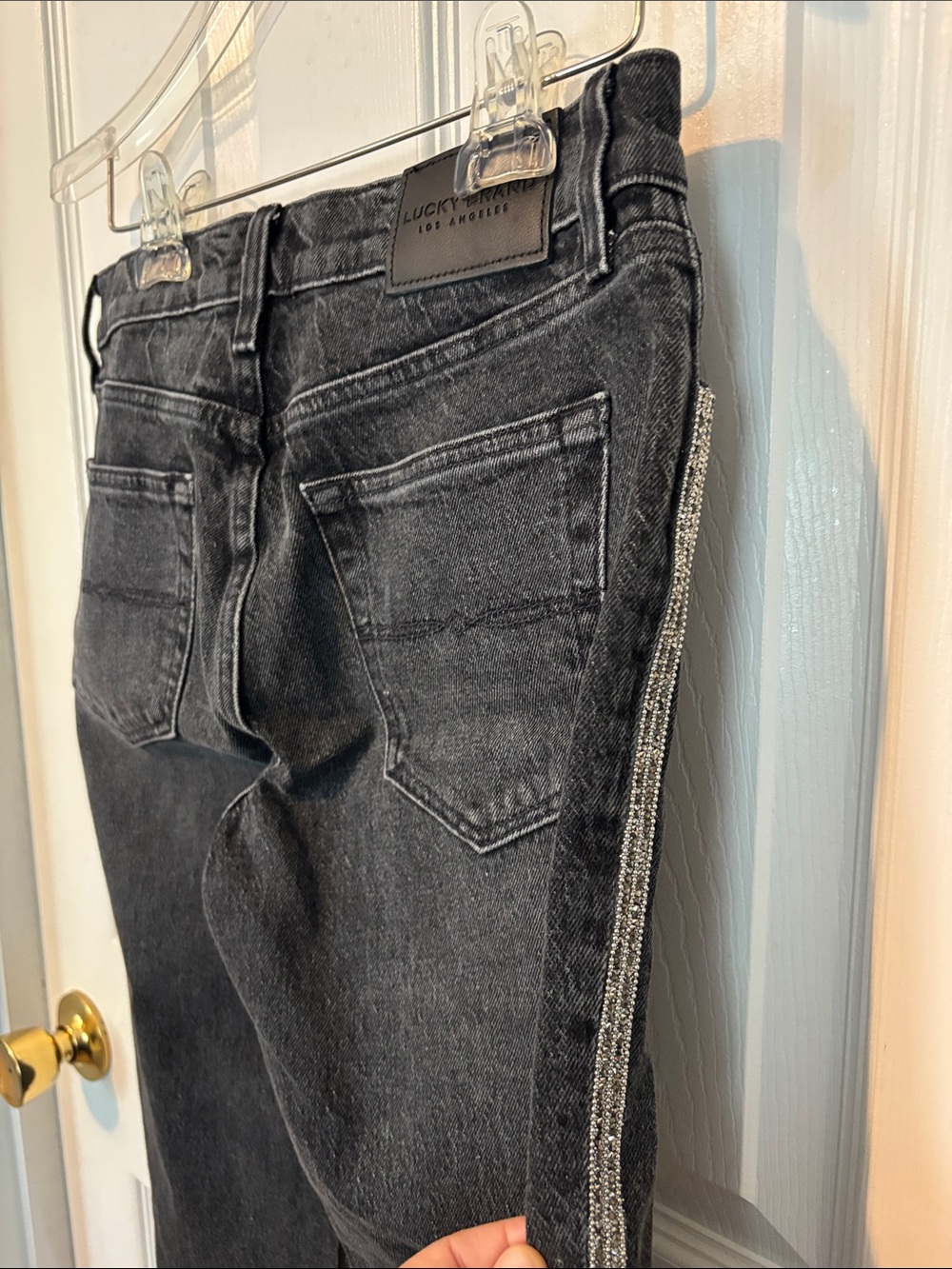 Lucky Brand Women’s Black Denim Jeans with rhinestones down the sides! - Picture 11 of 11
